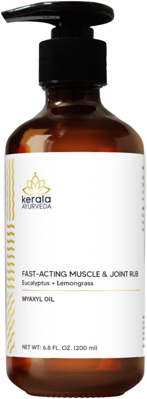 Kerala Ayurveda Myaxyl Herbal Body Oil for Muscle & Joint Comfort | Infused with Eucalyptus, Thai Ginger & Lemongrass | Ayurvedic Massage Oil – 6.76 fl oz