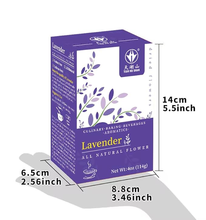 TIAN HU SHAN Dried Lavender Flower Buds, Culinary Food Grade for Baking, Fresh Fragrance, 4 Ounce, Caffeine Free Suger Free Vegan Herbal Tea, Packing in Bulks