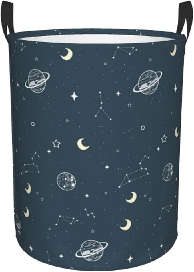Laundry Basket Moon Space Collapsible Large Capacity, Dirty Clothes Basket Durable Lightweight Hamper With Handles Ideal For Clothes, Toys Home Organization