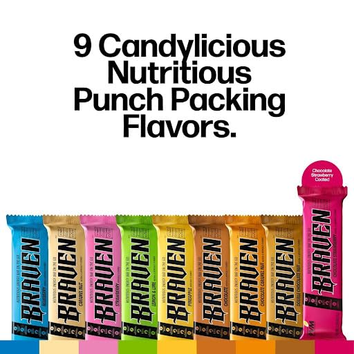 Braven Bar Variety Pack Energy Bars (1.59 oz, Pack of 10) – Energy Chews with 5g Protein – On-the-Go Fuel for Hiking, Sports, and Endurance Activities – Gluten Free Snacks for Lasting Fuel