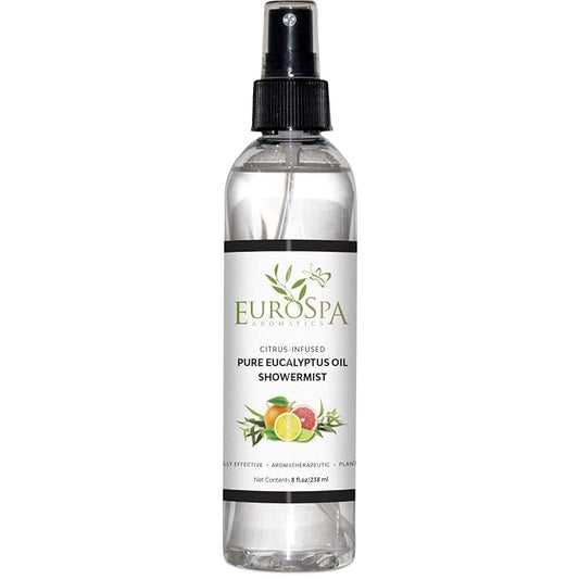 EuroSpa Aromatics Pure Eucalyptus Oil ShowerMist and Steam Room Spray, All-Natural Premium Aromatherapy Essential Oils - Citrus Infused, 8oz