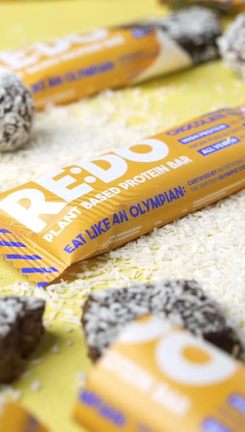 RE:DO Plant based Protein Bars I Swedish Chokladboll 2.1oz bars I 12g Vegan Protein, Nutrition Protein Bars I High Protein Recovery Bars, No Palm oil I (9 count)