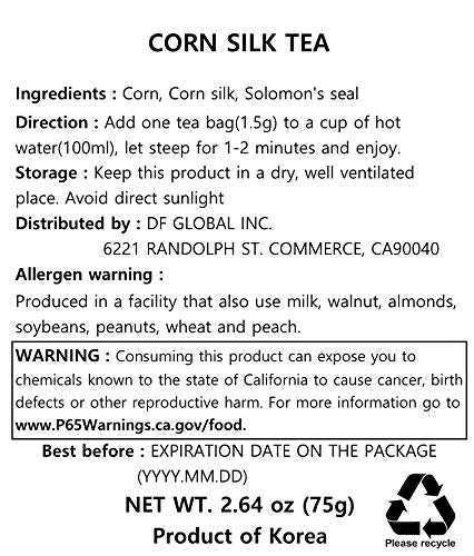 Damtuh Corn Silk Tea – Nutty & Refreshing, Caffeine-Free Herbal Tea, 50 Tea Bags (1.5g each)