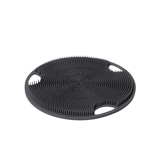 Boie USA Flat Body Scrubber - Hygienic, Exfoliating Loofah Alternative - Feels Like Silicone Scrubber Gentle on Sensitive Skin, Hypoallergenic, BPA- & Latex-Free, Made in The USA (Charcoal)