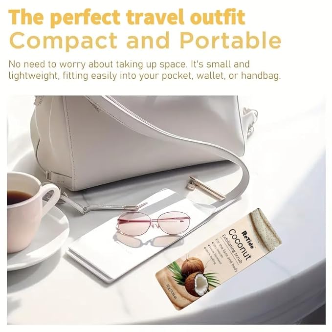 Coconut Body Scrub Gift Set - 35 Packets & 2 Pcs Exfoliating Gloves,Exfoliating & Moisturizing Sugar Scrub for Face & Body, Self Care Gifts for Women