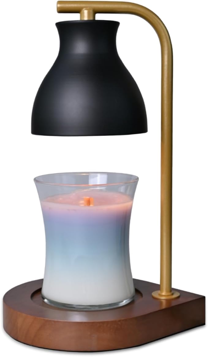 SOKCVSEA Candle Warmer Lamp With Timer - Birthday Gifts for Mom Women, House Warming Gifts New Home Decor, Wax Melt Warmer With 2 Bulbs E.Black Gold