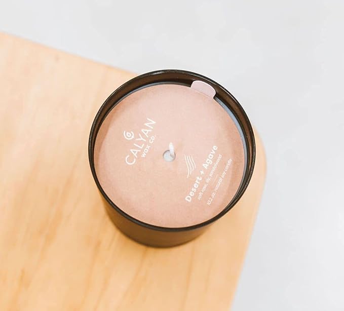 Calyan Wax Co. Soy Wax Candle, Desert + Agave Scented Candle, 75 Hour Burn Time, Aromatherapy Soy Candles, Non Toxic & Vegan Soy Wax, Black Tumbler Scented Candles, 13oz