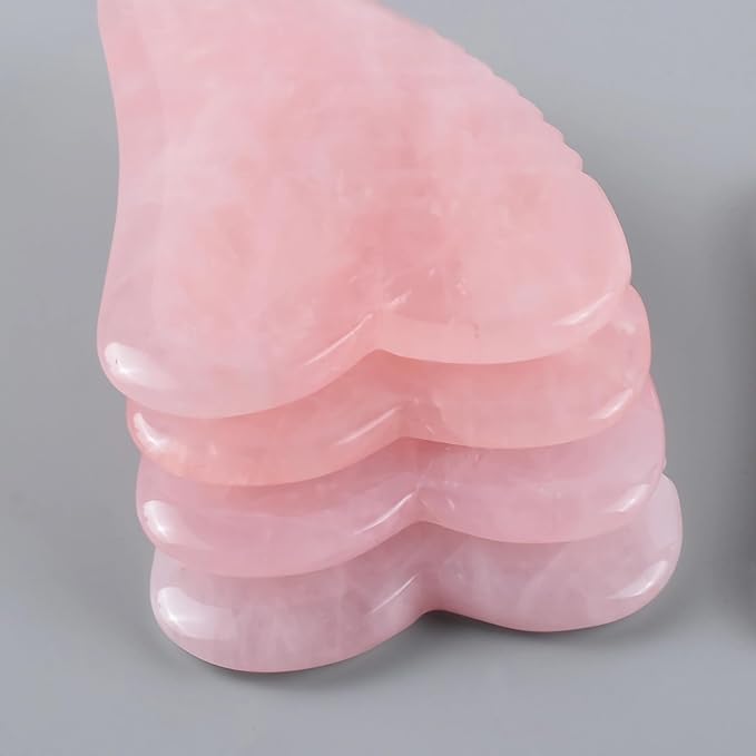 LZLRUN Rose Quartz Jade Roller Real Jade Gua Sha Board Mushroom Massager Face Lifting Tool Facial Guasha Massage Tool (Serrated)