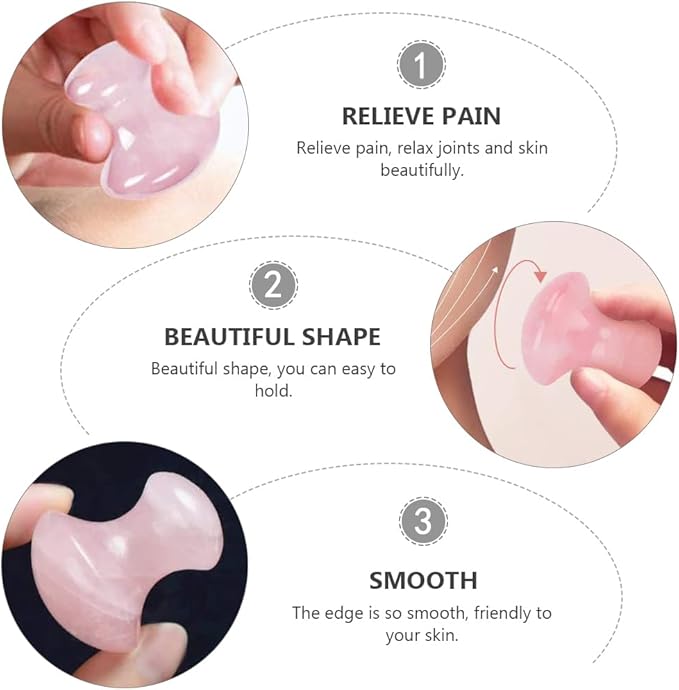 Uonlytech 2Pcs Gua Sha Tools Rose Quartz Mushroom Face Massager Health Jade Stones Mushroom Scraping Massage Tool for Women Home Spa, Pink