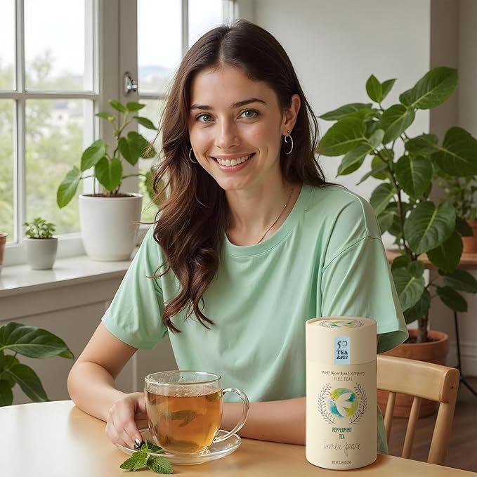 Life Plus Style Gourmet Well Now Herbal Peppermint Tea Natural Fine Teas Refreshing Organic Herbal Infusion Caffeine Free Non-GMO Digestive Comfort Relaxing Fresh Mint Flavor Wellness Tea For Women & Men 50 Tea Bags Pack of 1