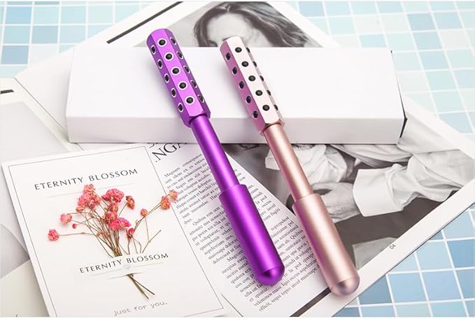 Beauty Massage Roller, Facial Massage Tool, 30 Germanium Stone Uplifting Face ,Uplifting Face Massager Roller (Purple)