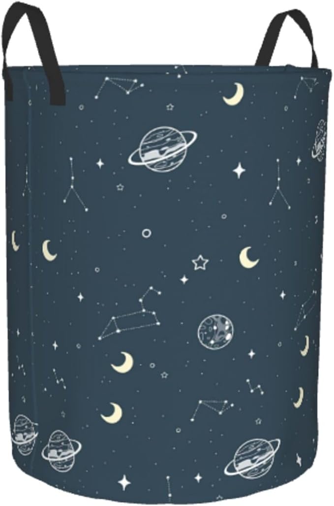 Laundry Basket Moon Space Collapsible Large Capacity, Dirty Clothes Basket Durable Lightweight Hamper With Handles Ideal For Clothes, Toys Home Organization