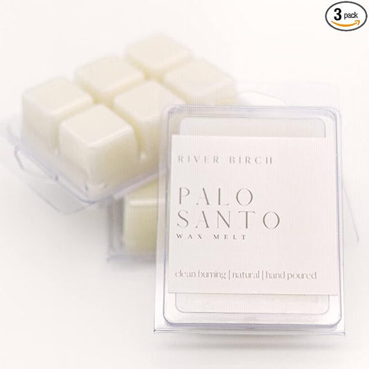 River Birch Candles Palo Santo 3-Pack Soy Wax Melts | Premium, All-Natural, Non-Toxic | 7.5 oz. Total | Cozy Relaxing Gifts for Home | Made in USA