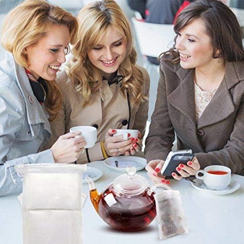 200 Pcs Disposable Tea Bags for Loose Leaf Tea, Empty Tea Bags for Loose Tea with Drawstring, Natural Tea Filter Bags for Loose Tea