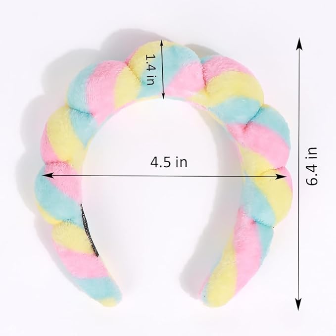 Spa Headbands for Washing Face or Makeup, Sponge Bubble Skincare Headbands, Puffy Terry Cloth Hairband for Women, Skin Care Makeup Headwear Hair Accessories for Girls