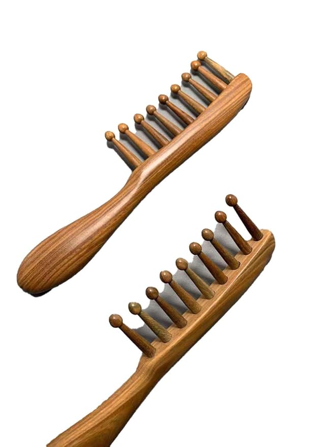 Green Sandalwood Nine Teeth Meridian Massage Comb for Hair Growth, Scalp Massage, Facial Care and Body Relaxation, Unique Gift for Women and Men, Size 7.9x1.8 inches, Color Green, HAIR COMB