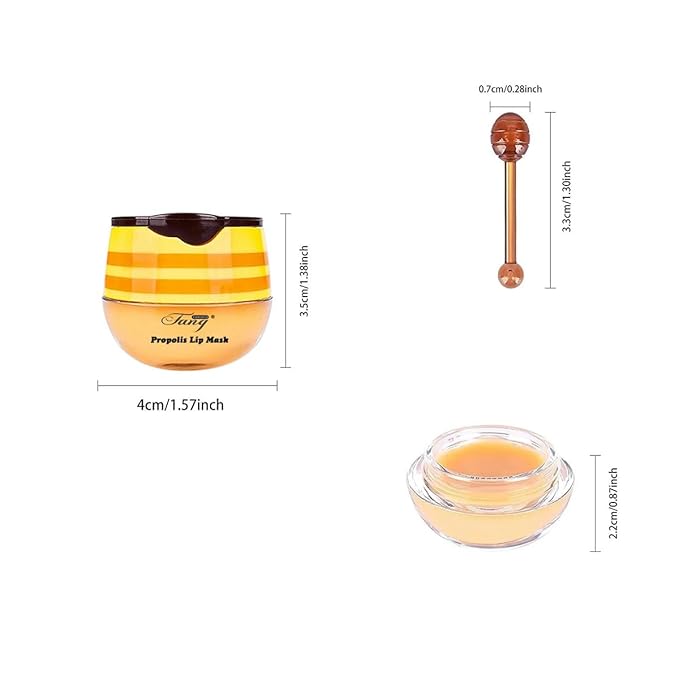 4 PCS Bee Lip Balm Honey Pot,Lip Mask Propolis Moisturizing,Prevention Dry and Cracked Lip Scrubs Exfoliator Lip Wrinkle Skin Care Products (Honey & Strawberry & Watermelon & Apple Lime)