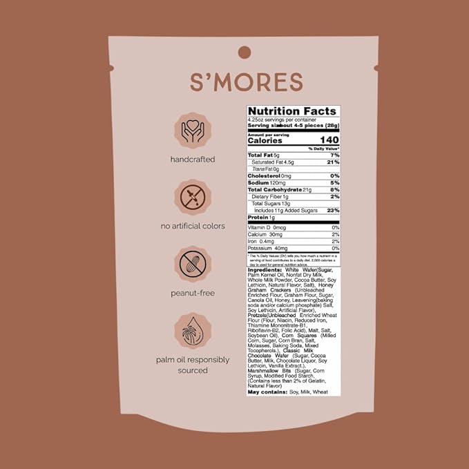 Chunk Nibbles Variety Snack Pack - S'mores, Vanilla, & Peanut Butter Chocolate Clusters - Gourmet Sweet & Salty Treat - Handcrafted, No Artificial Colors - 4.25oz Resealable Pouch (3 Pack)