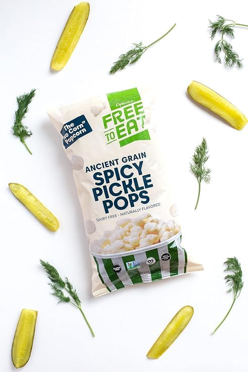 Cybele's Free-to-Eat Ancient Grain Pops - Healthy Snacks, All Natural, Gluten-Free, Vegan, No Preservatives or Additives (Spicy Pickle Pops 4oz, Pack of 2)