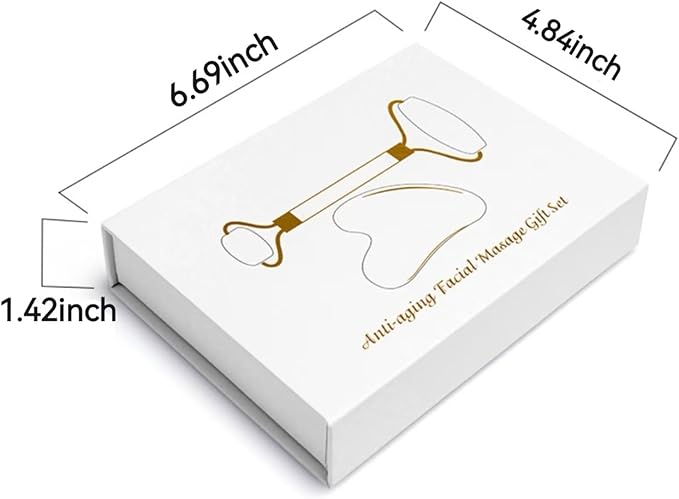 Natural Jade Roller & Gua Sha Set, Self Care Colorful Gift for Face Eye Neck Massager for Women Men, Jade Gua Sha Tool for Face for Skin Care, Improves Skin Tone-Beauty & Skincare (White)