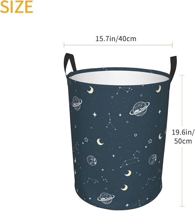 Laundry Basket Moon Space Collapsible Large Capacity, Dirty Clothes Basket Durable Lightweight Hamper With Handles Ideal For Clothes, Toys Home Organization
