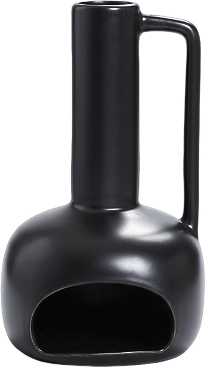 Simcat Handmade Ceramic Holder Incense Burner for Palo Santo Sticks Sage Bundles Candlestick, Suitable for Yoga Meditation Room Home Decor (Black)