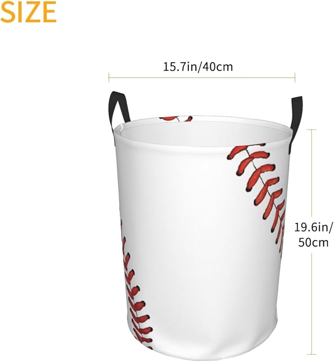 Laundry Basket Baseball Ball Collapsible Large Capacity,Dirty Clothes Basket Durable Lightweight Hamper With Handles Ideal For Clothes,Toys Home Organization19.6"L x 15.7"W,63L