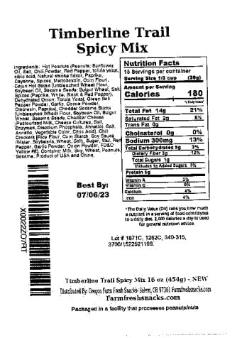 Oregon Farm Fresh Snacks Timberline Trail Spicy Mix - Spicy Nuts And Cajun Sticks Trail Mix - Game Night Snacks In Resealable Bag - Hand-Blended Hot & Savory Snack Pack (16oz) (Pack of 2)