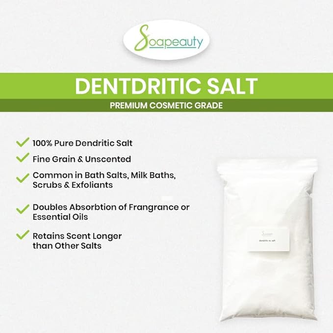 Soapeauty DENDRITIC Salt 1 lb | Bath Salt, Scrub, Exfoliants, Milk Bath, and More | Premium Fine Salt Grain for Body Relaxation 1 lb