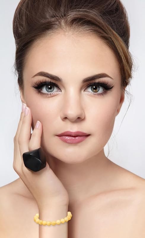 AD Beads Handmade Gemstone Stretch Elastic Bracelet Crystal Healing Reiki Nature's Beauty and Spiritual Essence Unisex (4mm, Yellow Jade (abundance and joy))