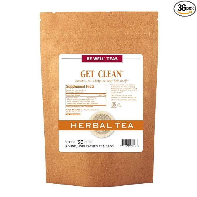 The Republic of Tea Be Well Teas No. 7, Get Clean Herbal Tea, Refill Pack of 36 Tea Bags