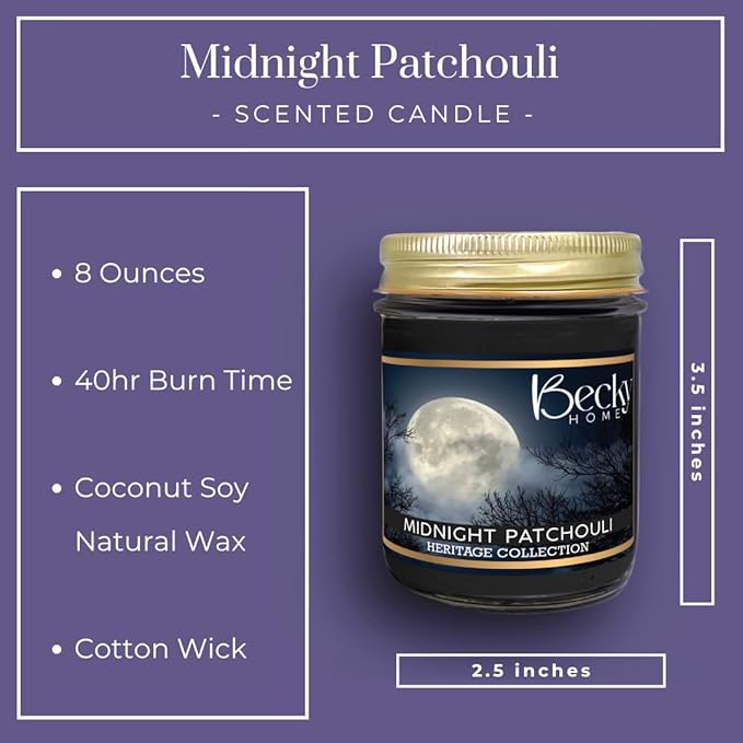 8oz Patchouli Scented Candles for Home, 45 Hrs Soy Wax Candle for Stress Relief, House Aromatherapy Candle Fall Gifts for Men and Women