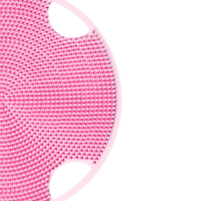 Boie USA Flat Body Scrubber - Soft Silicone-Like Exfoliating Shower Scrubber & Body Cleansing Brush - Stick-to-Wall Loofah Replacement - Antimicrobial Body Exfoliator for All Skin Types (Pink)