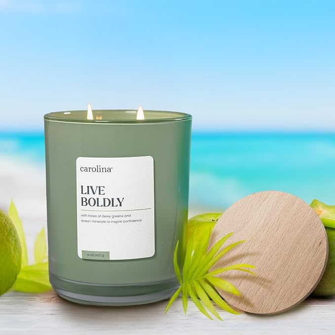 Carolina Live Boldly 16 oz Scented Candle, 2 Wick Wellness Relaxing Candle, 60H Burn Time, Ideal for Creating a Welcoming Home - Made in The USA