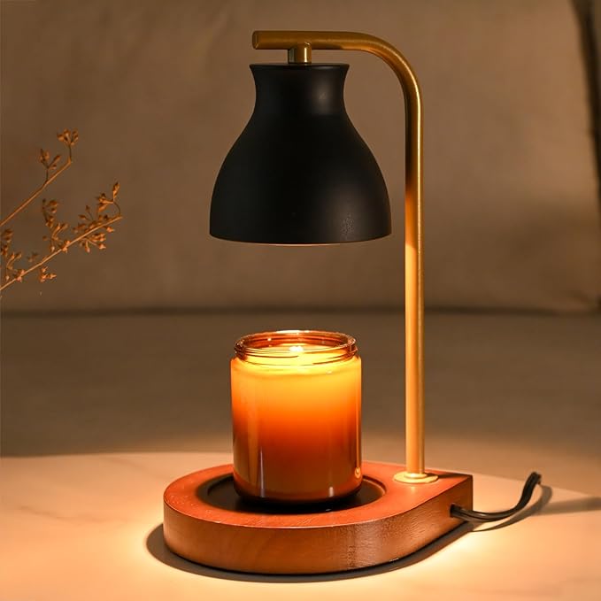 SOKCVSEA Candle Warmer Lamp With Timer - Birthday Gifts for Mom Women, House Warming Gifts New Home Decor, Wax Melt Warmer With 2 Bulbs E.Black Gold