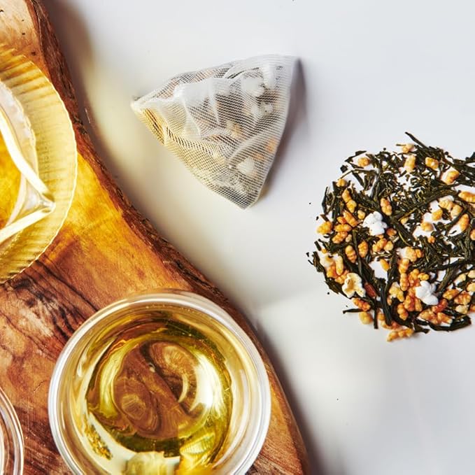 Grace Farms Organic GENMAICHA Green Tea (16 pyramid sachets) | Japanese Sencha and Toasted Rice | Smooth and Nutty | Organic and Kosher Certified | Gives Back 100% of Profits