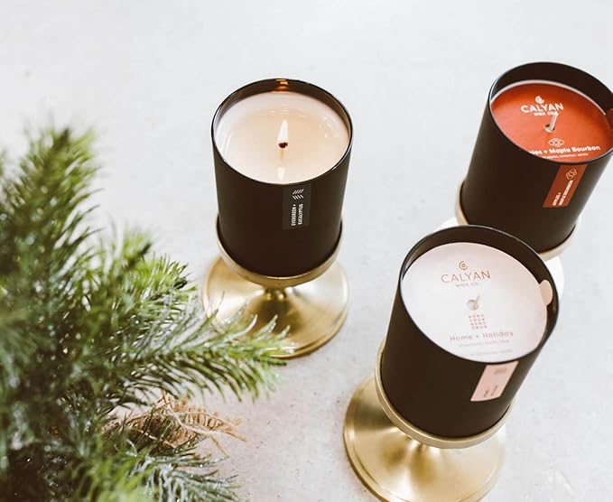 Calyan Wax Co. Soy Wax Candle, Home + Holiday Scented Candle, 75 Hour Burn Time, Aromatherapy Soy Candles, Non Toxic & Vegan Soy Wax, Black Tumbler Scented Candles, 10.2oz