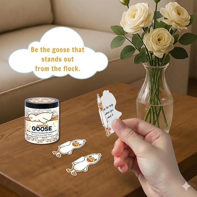 Positive Goose Jar with 60 Affirmation Cards, Emotional Support Goose, Goose Gifts For Women Teens, Desk Goose, Silly Goose, Mental Health Gifts, Funny Gift, Gag Gift