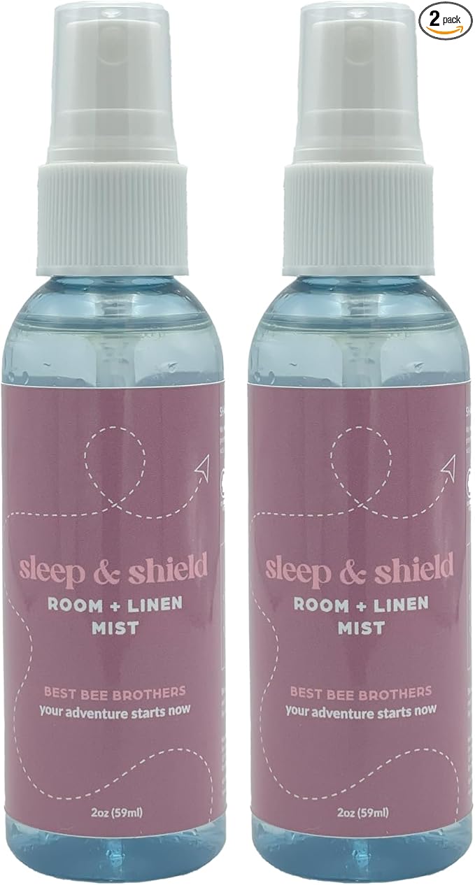 Best Bee Brothers, Sleep & Shield Calming Room + Linen Mist 2 Ounce 2-Pack, Natural Essential Oil Blend with Peppermint, Cedarwood and Rosemary