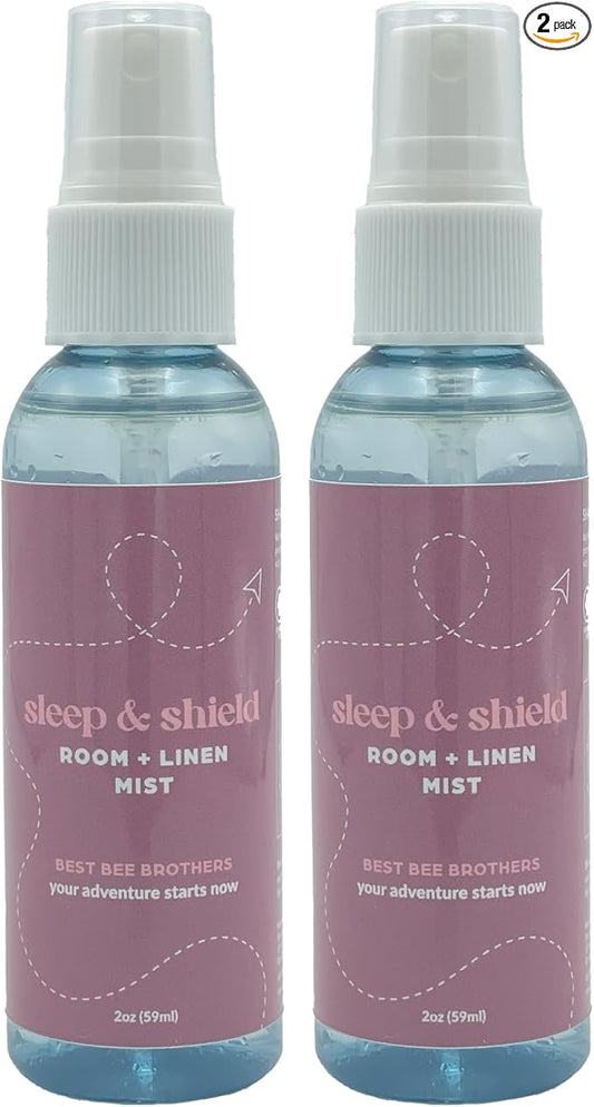 Best Bee Brothers, Sleep & Shield Calming Room + Linen Mist 2 Ounce 2-Pack, Natural Essential Oil Blend with Peppermint, Cedarwood and Rosemary