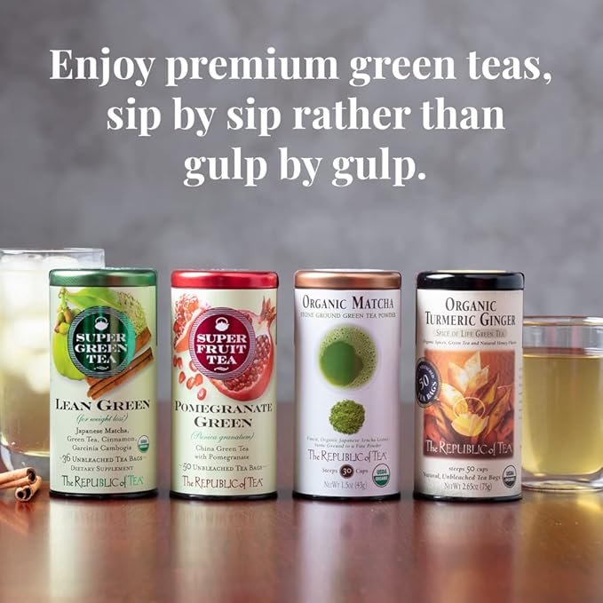 The Republic of Tea — Organic Turmeric Ginger Green Tea Refill, 50 Tea Bags, Naturally Caffeinated