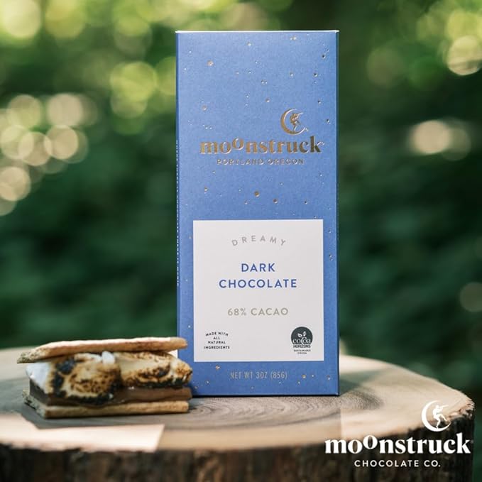 Moonstruck Chocolate Dark Chocolate Bar, 68% Cacao, 3.0oz (Pack of 1)