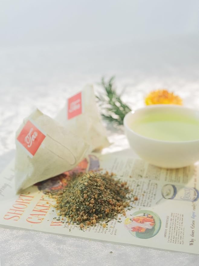 TeeLux Genmaicha Tea Bags, Genmai Cha with Sencha Green Tea, Matcha and Roasted Brown Rice, Premium Genmai Cha, Smooth Taste, 60 Count