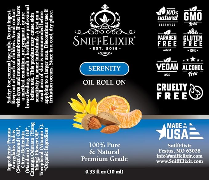 Serenity Essential Oil Roll On 10ml Calm Essential Oil Roller Natural Stress Relief Roll On, Portable Aromatherapy Roll On That Boosts Mood, Reduces Worry - Roll On Aromatherapy Gifts for Women
