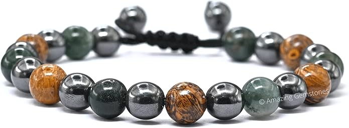 Natural Healing Crystal Bracelet for Women - Mens Bracelet Energy Balancing Gemstones Set - Adjustable Stone Bead Bracelet for Men and Women - Chakra Crystal Therapy Accessory, Meditation