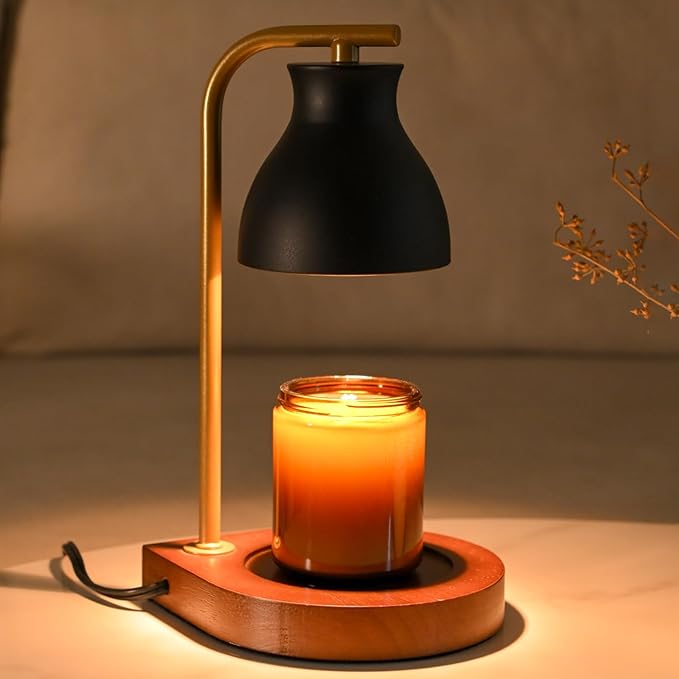 SOKCVSEA Candle Warmer Lamp - Candle Lamp Warmer with Dimmable, Birthday Gifts for Mom Women, House Warming Gifts New Home Decor, Wax Melt Warmer with 2 Bulbs C.Black Gold