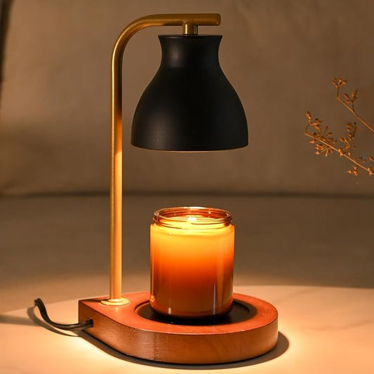 SOKCVSEA Candle Warmer Lamp - Candle Lamp Warmer with Dimmable, Birthday Gifts for Mom Women, House Warming Gifts New Home Decor, Wax Melt Warmer with 2 Bulbs C.Black Gold
