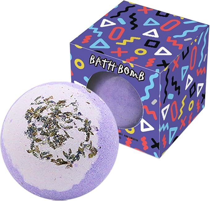 Dried Flower Bath Salt Balls,Lavender Extract Essential Oils,Moisturizing Dry Skin,Fizzy Spa,Relaxation,Self Care,Relaxing,Bubble Bath Bomb Gifts Idea for Men Women