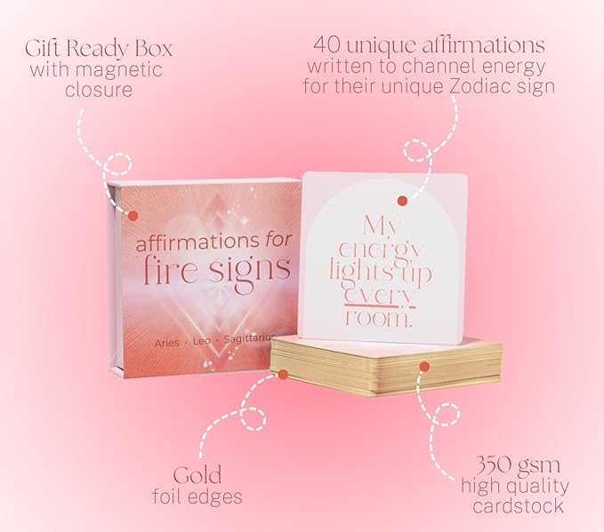 Aries, Leo, Sagittarius Gifts for Women - 40 Daily Affirmation Cards for Women. Positive Affirmation Cards, Zodiac Mindfulness Motivational Birthday Gifts, Astrology Inspirational Décor