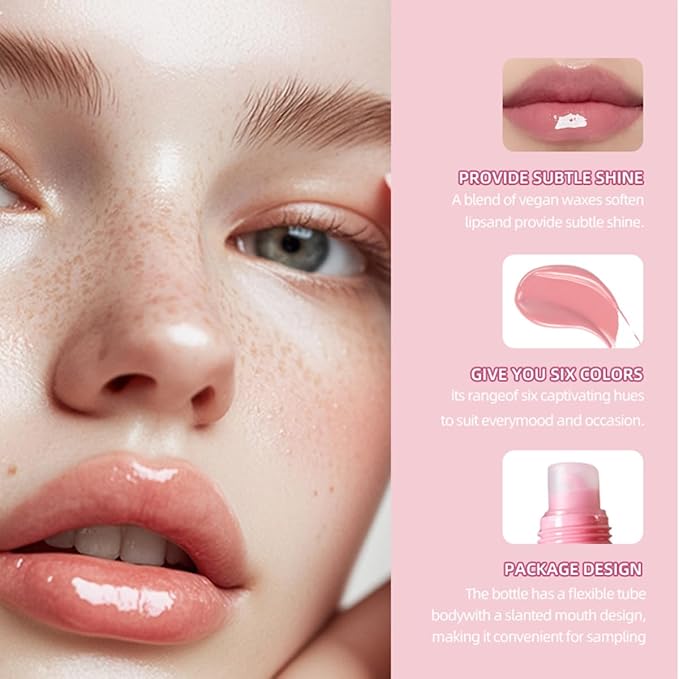 5 PCS Tinted Lip Balm Butter Set,Moisturizing Lip Gloss,Long Lasting Hydrating Glow Non-Sticky Tint Lip Stain,Soothes & Softens Dry Lips Makeup Gift for Women